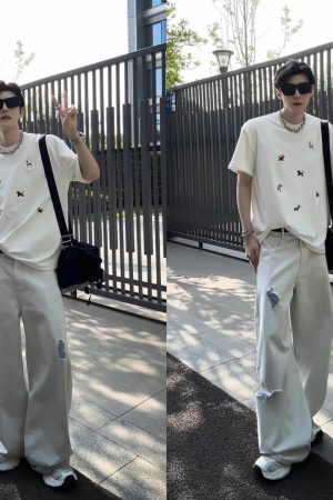 Trendy High-End Ripped Denim Long Pants for Summer - Casual Loose Fit American Style