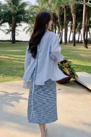 Trendy High-End Striped Camisole Dress and Shirt Two-Piece Set - Chic Summer Outfit for Elegant Style