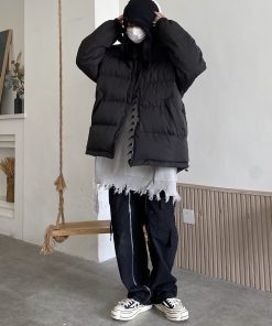 Trendy High-Neck Multi-Color Cotton Loose Coat - Japanese & Korean Style Autumn Winter Bread Jacket for Students