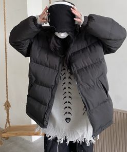 Trendy High-Neck Multi-Color Cotton Loose Coat - Japanese & Korean Style Autumn Winter Bread Jacket for Students