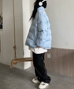 Trendy High-Neck Multi-Color Cotton Loose Coat - Japanese & Korean Style Autumn Winter Bread Jacket for Students