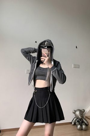 Trendy High-Waisted Dark A-Line Pleated Skirt for College, Slimming Versatile Style, Youthful Fashion Essential