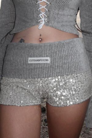 Trendy High-Waisted Spliced Sequined Ultra-Short Shorts for Spring/Summer - Sexy Bodycon Hot Pants for Fashionable Girls