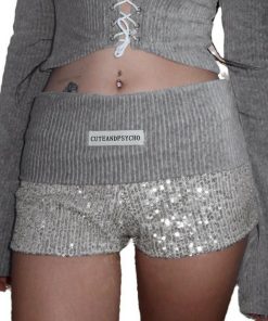 Trendy High-Waisted Spliced Sequined Ultra-Short Shorts for Spring/Summer - Sexy Bodycon Hot Pants for Fashionable Girls