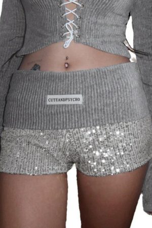 Trendy High-Waisted Spliced Sequined Ultra-Short Shorts for Spring/Summer - Sexy Bodycon Hot Pants for Fashionable Girls