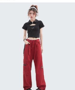 Trendy Hollow Out Polo Collar Crop Top - Unique Short Sleeve T-Shirt for Summer - High Street Fashion Style