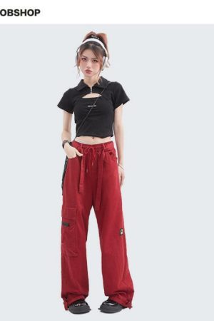 Trendy Hollow Out Polo Collar Crop Top - Unique Short Sleeve T-Shirt for Summer - High Street Fashion Style