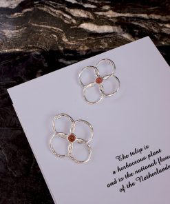 Trendy Hollow Petal Large Flower Earrings - High-End Natural Stone Design for Spring and Summer Vacation Style