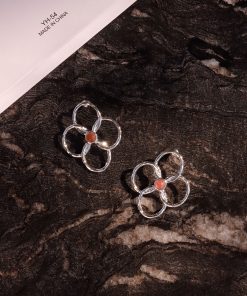 Trendy Hollow Petal Large Flower Earrings - High-End Natural Stone Design for Spring and Summer Vacation Style