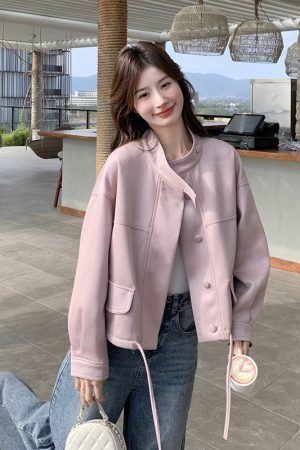 Trendy Hot Pink PU Leather Motorcycle Jacket - 2025 Style, Unique Design, Age-Reducing Fashion Outerwear for a Bold Look