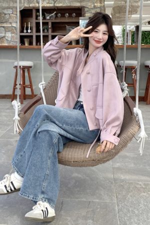 Trendy Hot Pink PU Leather Motorcycle Jacket - 2025 Style, Unique Design, Age-Reducing Fashion Outerwear for a Bold Look