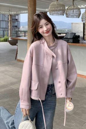 Trendy Hot Pink PU Leather Motorcycle Jacket - 2025 Style, Unique Design, Age-Reducing Fashion Outerwear for a Bold Look