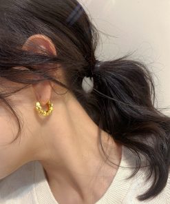 Trendy Irregular Gold Bead Ear Studs - High-End Korean Style Earrings for Women - 2025 Fashion Must-Have