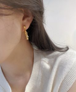 Trendy Irregular Gold Bead Ear Studs - High-End Korean Style Earrings for Women - 2025 Fashion Must-Have