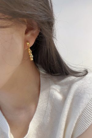 Trendy Irregular Gold Bead Ear Studs - High-End Korean Style Earrings for Women - 2025 Fashion Must-Have