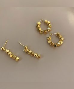 Trendy Irregular Gold Bead Ear Studs - High-End Korean Style Earrings for Women - 2025 Fashion Must-Have