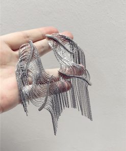 Trendy Irregular Metallic Shimmering Tassel Long Earrings for Evening Wear - European and American Style Accessories