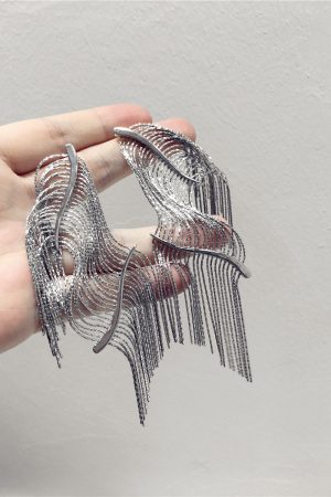 Trendy Irregular Metallic Shimmering Tassel Long Earrings for Evening Wear - European and American Style Accessories