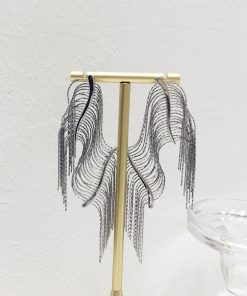 Trendy Irregular Metallic Shimmering Tassel Long Earrings for Evening Wear - European and American Style Accessories