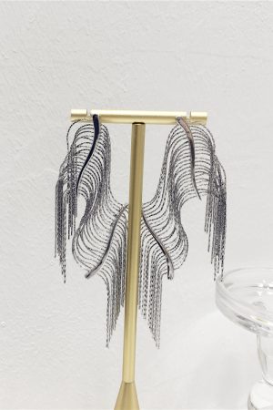 Trendy Irregular Metallic Shimmering Tassel Long Earrings for Evening Wear - European and American Style Accessories