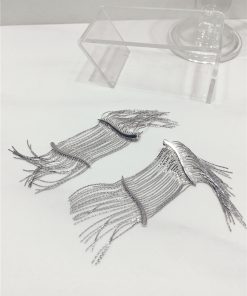 Trendy Irregular Metallic Shimmering Tassel Long Earrings for Evening Wear - European and American Style Accessories