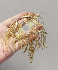 Trendy Irregular Metallic Shimmering Tassel Long Earrings for Evening Wear - European and American Style Accessories