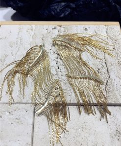 Trendy Irregular Metallic Shimmering Tassel Long Earrings for Evening Wear - European and American Style Accessories