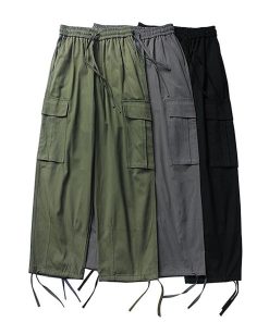 Trendy Japanese Casual Cargo Pants for Men, Functional Wide-Leg Straight-Cut Design, American Vibe, Stylish Y2K Fashion