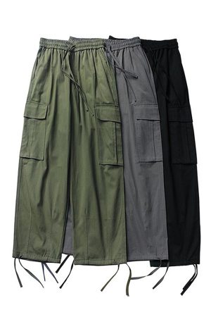 Trendy Japanese Casual Cargo Pants for Men, Functional Wide-Leg Straight-Cut Design, American Vibe, Stylish Y2K Fashion