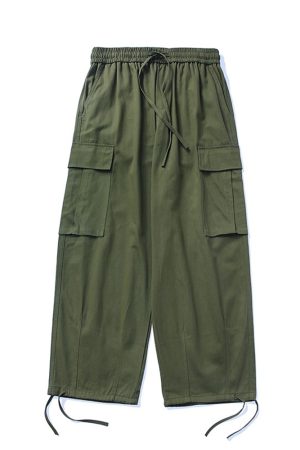 Trendy Japanese Casual Cargo Pants for Men, Functional Wide-Leg Straight-Cut Design, American Vibe, Stylish Y2K Fashion