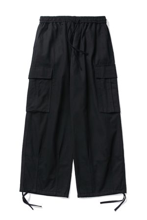 Trendy Japanese Casual Cargo Pants for Men, Functional Wide-Leg Straight-Cut Design, American Vibe, Stylish Y2K Fashion