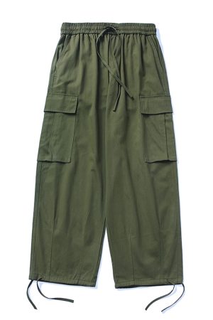 Trendy Japanese Casual Cargo Pants for Men, Functional Wide-Leg Straight-Cut Design, American Vibe, Stylish Y2K Fashion