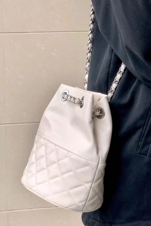 Trendy Korean Bucket Bag for Women 2025 - Diamond Quilted Chain Shoulder & Crossbody Bag - Versatile Fashion Accessory