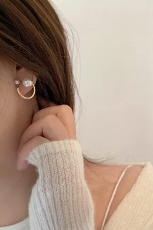 Trendy Korean Style Love Lily Pearl Stud Earrings - Retro Pure Silver Needle Design for 2025 Fashion Appeal