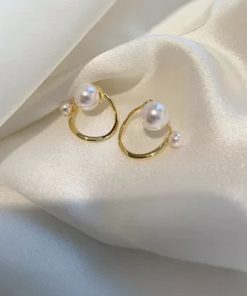 Trendy Korean Style Love Lily Pearl Stud Earrings - Retro Pure Silver Needle Design for 2025 Fashion Appeal