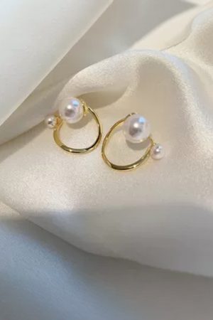 Trendy Korean Style Love Lily Pearl Stud Earrings - Retro Pure Silver Needle Design for 2025 Fashion Appeal