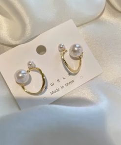 Trendy Korean Style Love Lily Pearl Stud Earrings - Retro Pure Silver Needle Design for 2025 Fashion Appeal