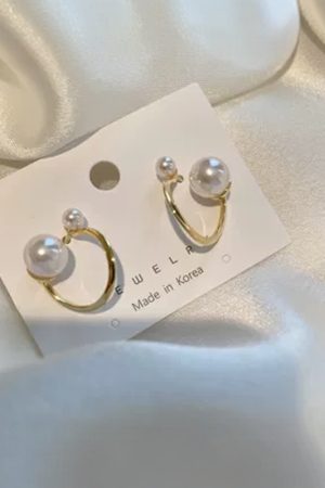 Trendy Korean Style Love Lily Pearl Stud Earrings - Retro Pure Silver Needle Design for 2025 Fashion Appeal