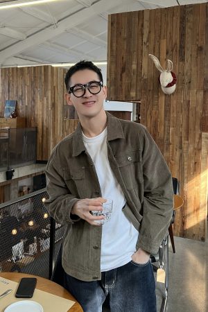 Trendy Korean Style Thin Corduroy Jacket for Men - Casual Spring and Autumn Outerwear in Stylish American Design