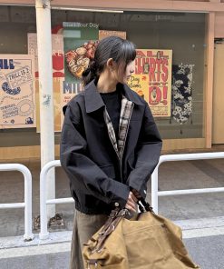 Trendy Lapel Plaid Work Jacket for Men and Women - High-End Feel, Lightweight Spring Autumn Outerwear