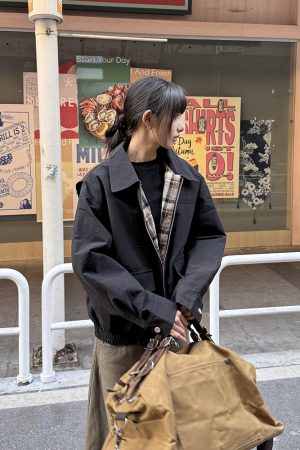 Trendy Lapel Plaid Work Jacket for Men and Women - High-End Feel, Lightweight Spring Autumn Outerwear