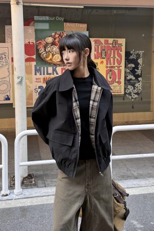 Trendy Lapel Plaid Work Jacket for Men and Women - High-End Feel, Lightweight Spring Autumn Outerwear
