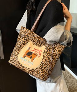 Trendy Leopard Print Single Shoulder Bag & Double Shoulder Backpack - Women's Large Capacity Tote for Work & Commuting - 2025 Style