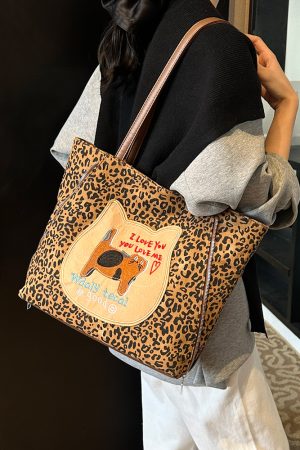 Trendy Leopard Print Single Shoulder Bag & Double Shoulder Backpack - Women's Large Capacity Tote for Work & Commuting - 2025 Style