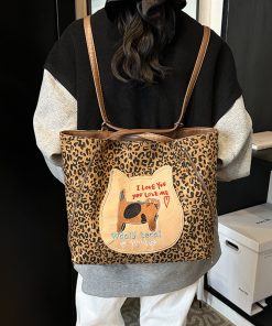 Trendy Leopard Print Single Shoulder Bag & Double Shoulder Backpack - Women's Large Capacity Tote for Work & Commuting - 2025 Style