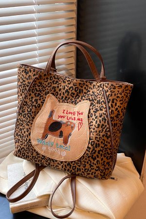 Trendy Leopard Print Single Shoulder Bag & Double Shoulder Backpack - Women's Large Capacity Tote for Work & Commuting - 2025 Style