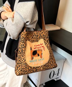 Trendy Leopard Print Single Shoulder Bag & Double Shoulder Backpack - Women's Large Capacity Tote for Work & Commuting - 2025 Style