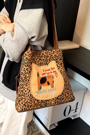 Trendy Leopard Print Single Shoulder Bag & Double Shoulder Backpack - Women's Large Capacity Tote for Work & Commuting - 2025 Style