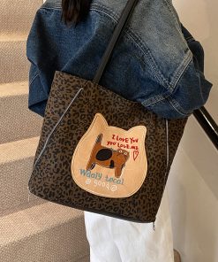 Trendy Leopard Print Single Shoulder Bag & Double Shoulder Backpack - Women's Large Capacity Tote for Work & Commuting - 2025 Style