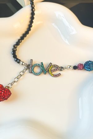 Trendy Letter Heart Black Crystal Necklace - Clavicle Chain Love Pendant for a Sweet Temperament - 2025 Original Design
